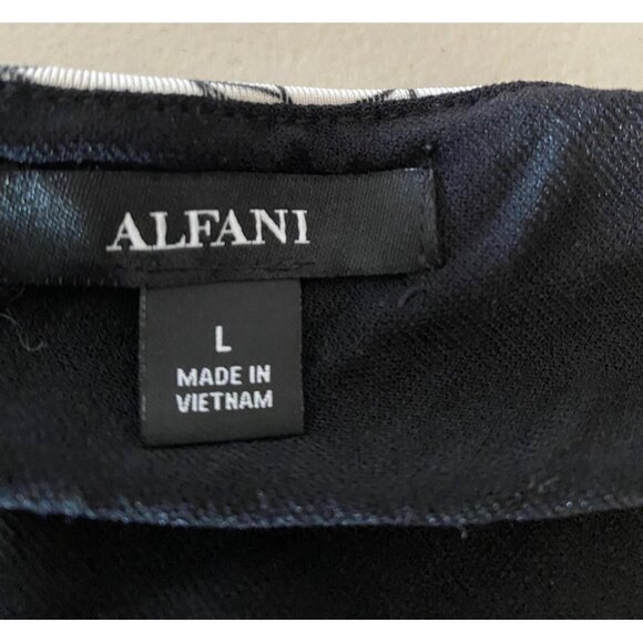 Alfani Black White Stripe Lace Floral Short Sleeve Tunic Top Ties in Back Large - Picture 3 of 10